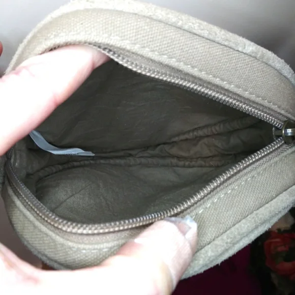 Earthbound Trading Co. Boho Tan Canvas & Studded Suede Fringed Crossbody Purse - Picture 9 of 13